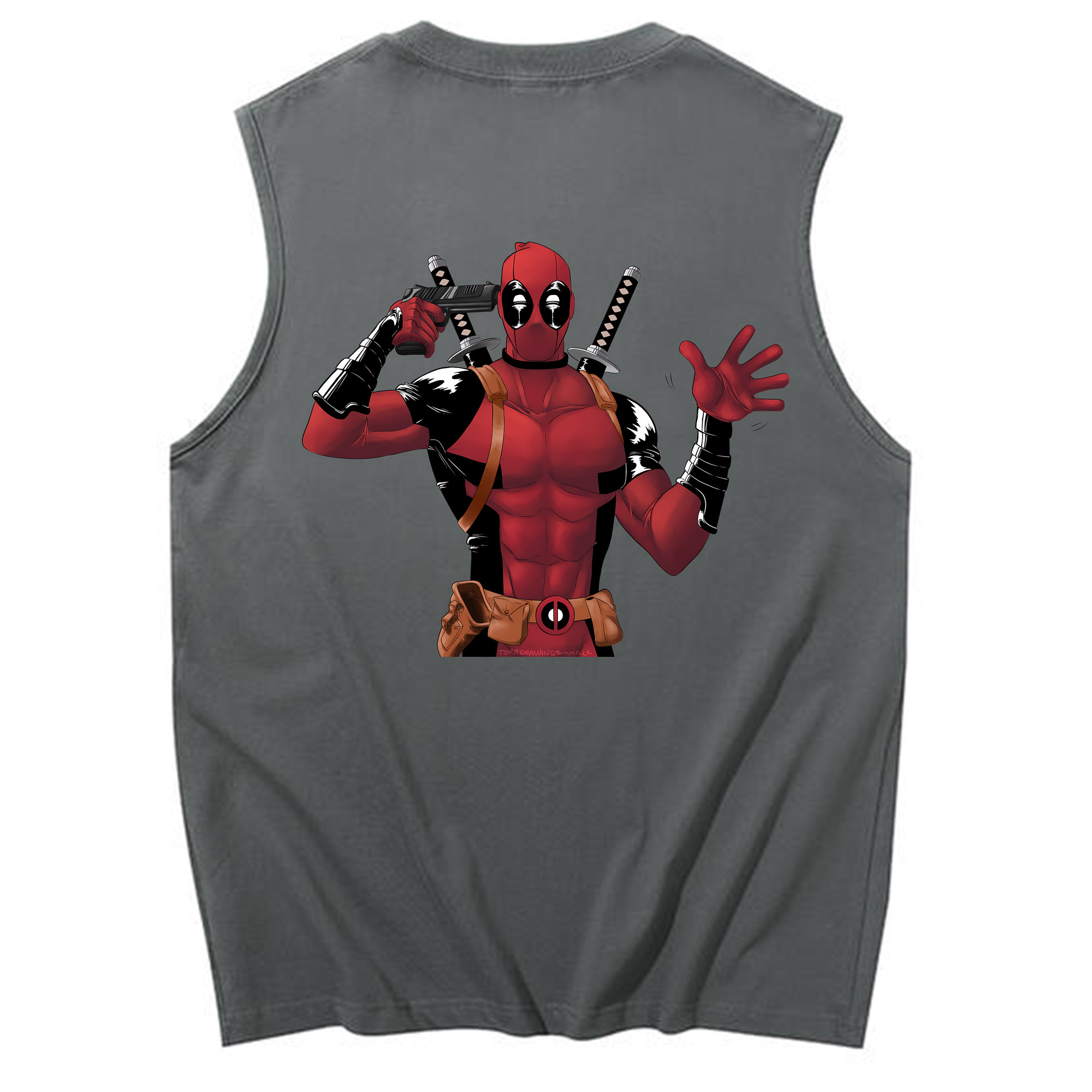 （画像用） Deadpool デッドプール コットン100％タンクトップ（背面プリント）